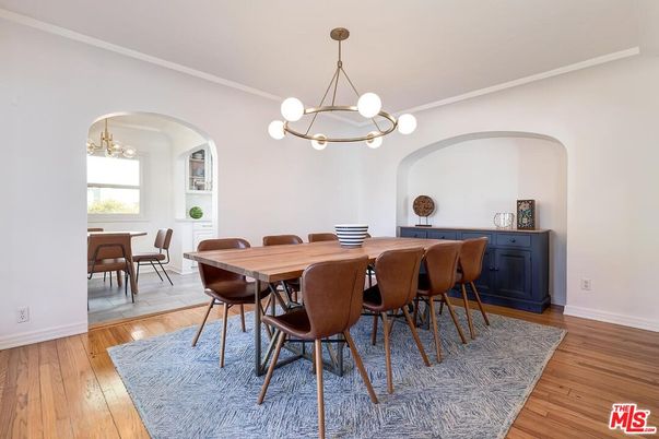 Chandelier, Dining room, Interior, Pendant Lights, Wood Texture Flooring