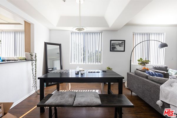 Dining room, Interior, Living room, Pendant Lights, Wood Texture Flooring