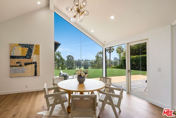 Dining room, Interior, Pendant Lights, Recessed Lighting, Wood Texture Flooring
