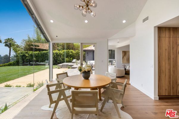 Dining room, Interior, Pendant Lights, Recessed Lighting, Wood Texture Flooring