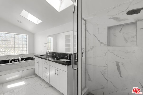 Bathroom, Glass Shower, Interior, Kitchen, Marble, Marble Walls, Recessed Lighting