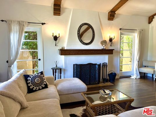 Bedroom, Fireplace, Interior, Wooden Beams, Wood Texture Flooring