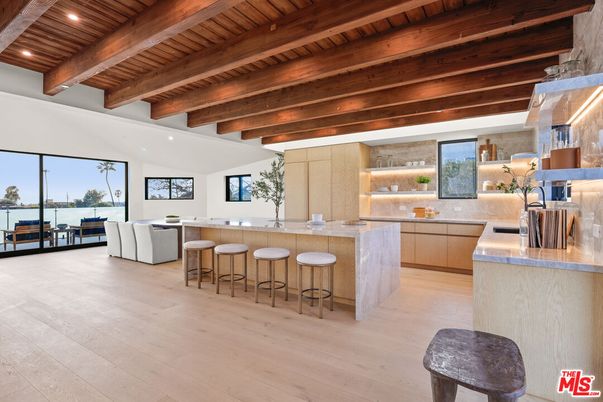 Interior, Kitchen, Living room, Recessed Lighting, Wooden Beams, Wooden Ceilings, Wood Texture Flooring
