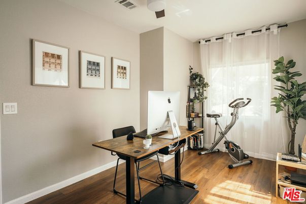 Fitness Equipment, Home Office, Interior, Wood Texture Flooring