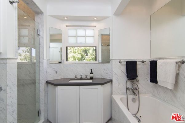 Bathroom, Glass Shower, Interior, Marble Walls, Recessed Lighting
