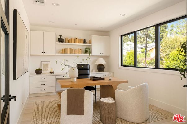 Home Office, Interior, Recessed Lighting, Wood Texture Flooring