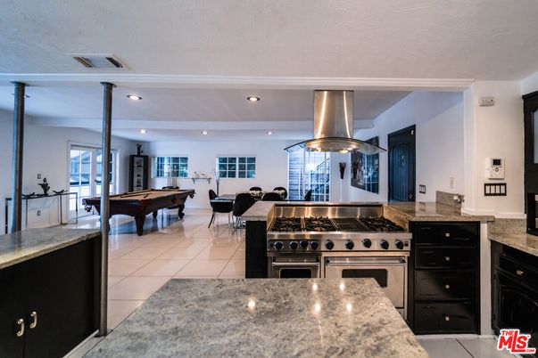 Billiard Table, Dining room, Game Room, Interior, Kitchen, Recessed Lighting, Stainless Steel Appliances