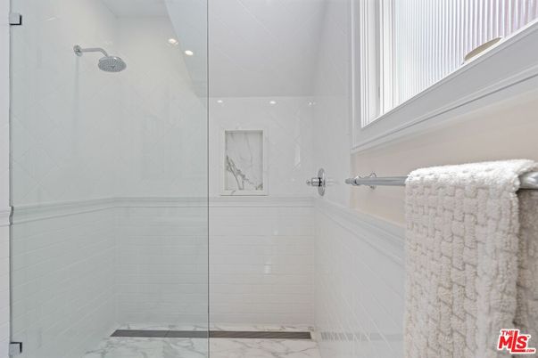 Bathroom, Glass Shower, Interior, Marble, Recessed Lighting