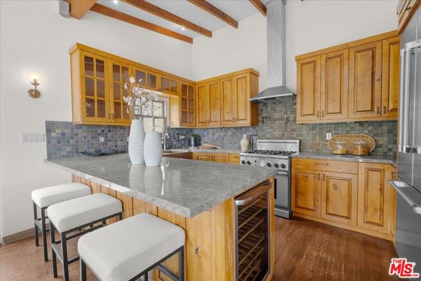 Interior, Kitchen, Stainless Steel Appliances, Wooden Beams, Wood Texture Flooring