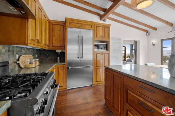Interior, Kitchen, Stainless Steel Appliances, Wooden Beams, Wood Texture Flooring