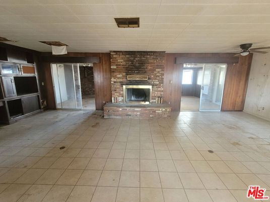 Empty room, Fireplace, Interior, Stone Walls, Wooden Walls