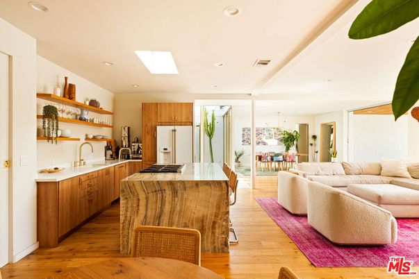 Dining room, Interior, Kitchen, Living room, Recessed Lighting, Wood Texture Flooring