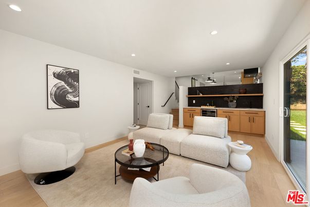 Interior, Kitchen, Living room, Recessed Lighting, Wood Texture Flooring