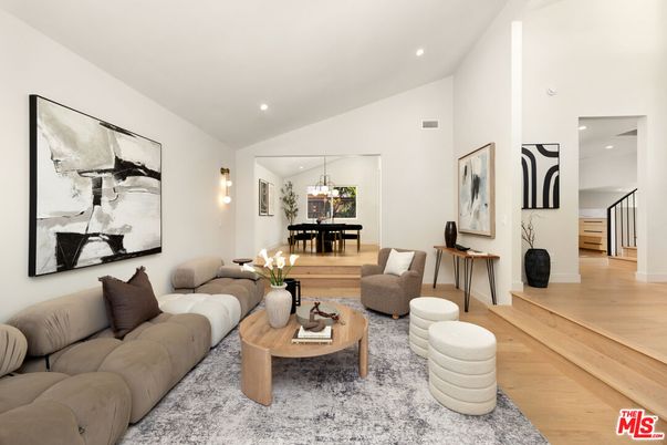 Dining room, Interior, Living room, Recessed Lighting, Wood Texture Flooring