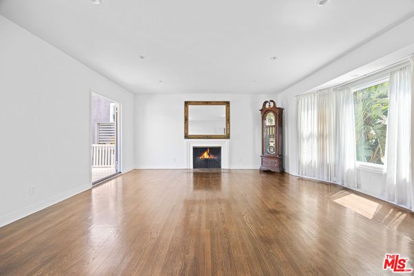 Empty room, Fireplace, Interior, Recessed Lighting, Wood Texture Flooring