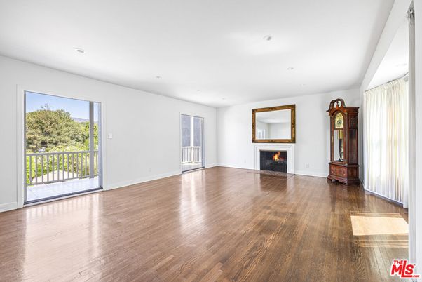 Empty room, Fireplace, Interior, Recessed Lighting, Wood Texture Flooring