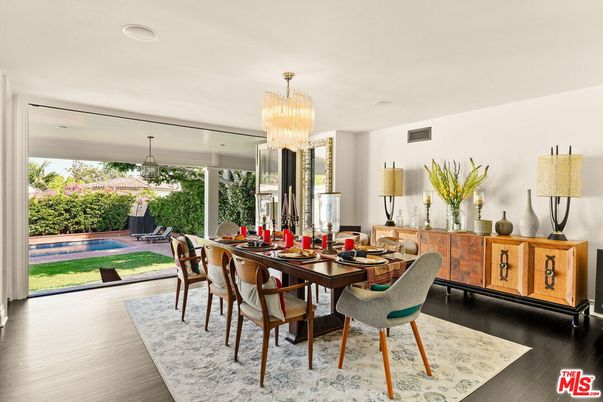 Chandelier, Dining room, Interior, Recessed Lighting, Wood Texture Flooring
