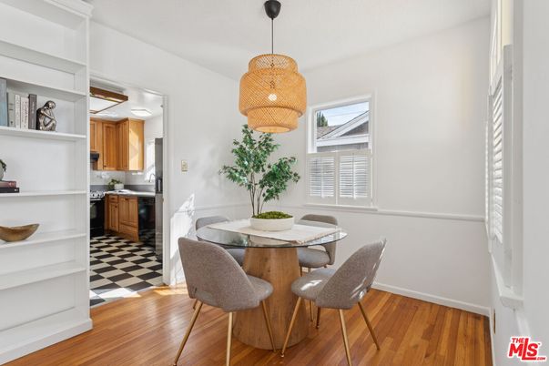 Dining room, Interior, Kitchen, Pendant Lights, Wood Texture Flooring