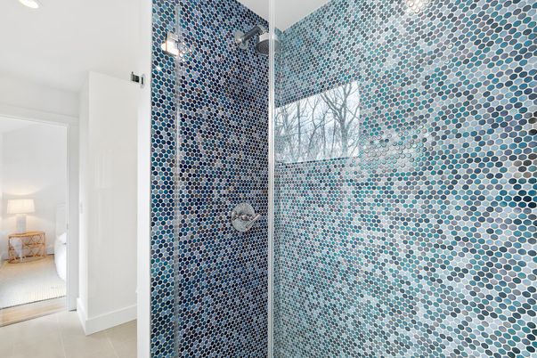 Bathroom, Glass Shower, Interior, Recessed Lighting