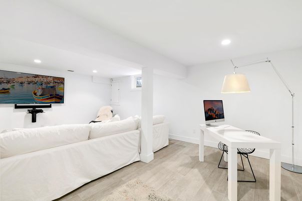 Home Office, Interior, Recessed Lighting, Wood Texture Flooring