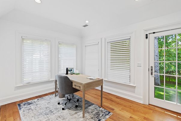 Home Office, Interior, Recessed Lighting, Wood Texture Flooring
