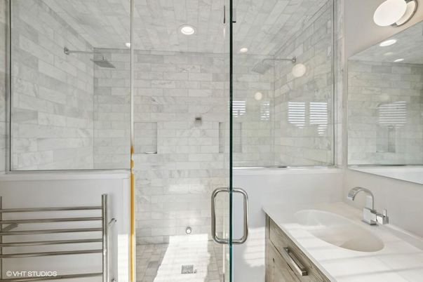 Bathroom, Glass Shower, Interior, Recessed Lighting