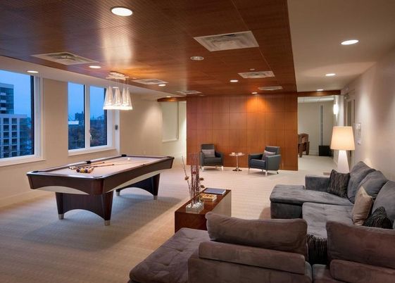Billiard Table, Game Room, Interior, Living room, Pendant Lights, Recessed Lighting