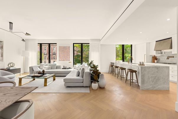 Interior, Kitchen, Living room, Recessed Lighting, Wood Texture Flooring