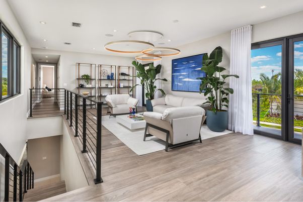 Interior, Living room, Pendant Lights, Recessed Lighting, Wood Texture Flooring