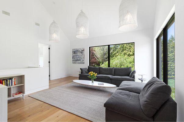 Interior, Living room, Pendant Lights, Wood Texture Flooring