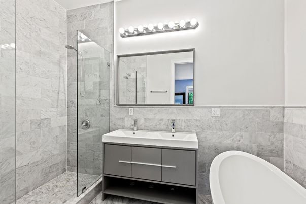 Bathroom, Glass Shower, Interior, Marble Walls