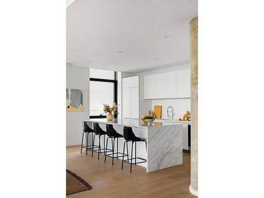 Interior, Kitchen, Recessed Lighting, Wood Texture Flooring