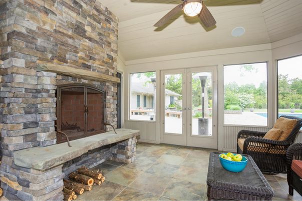 Fireplace, Interior, Stone Walls