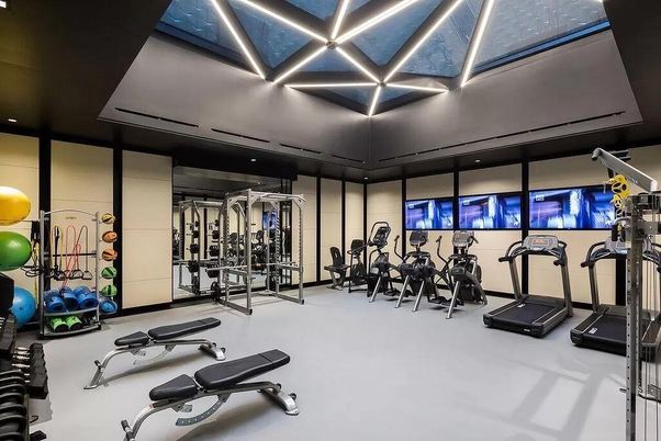 Fitness Equipment, Gym, Interior, Recessed Lighting