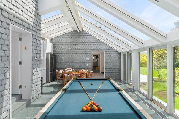 Billiard Table, Game Room, Interior, Stone Walls
