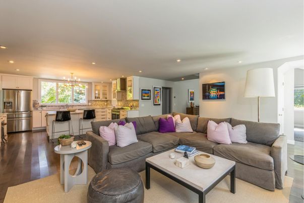 Interior, Kitchen, Living room, Pendant Lights, Recessed Lighting, Stainless Steel Appliances, Wood Texture Flooring