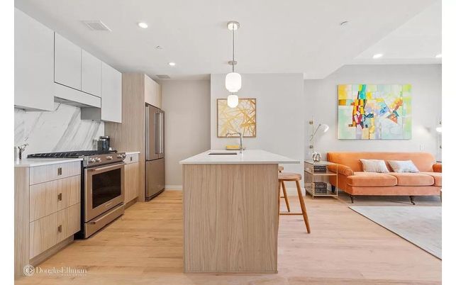 Interior, Kitchen, Living room, Pendant Lights, Recessed Lighting, Stainless Steel Appliances, Wood Texture Flooring