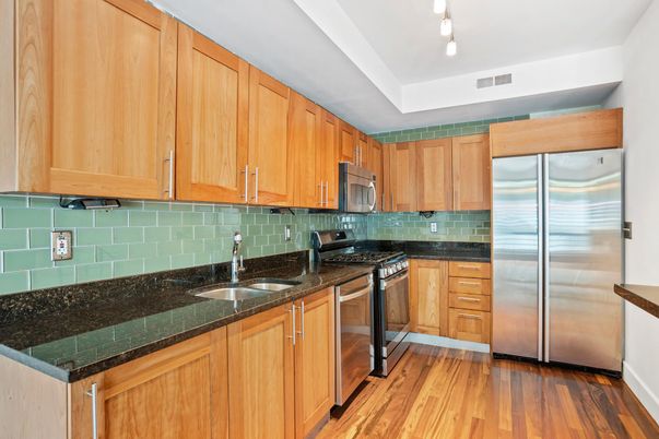 Interior, Kitchen, Stainless Steel Appliances, Wood Texture Flooring