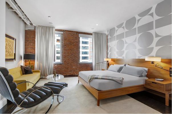 Bedroom, Interior, Recessed Lighting, Stone Walls