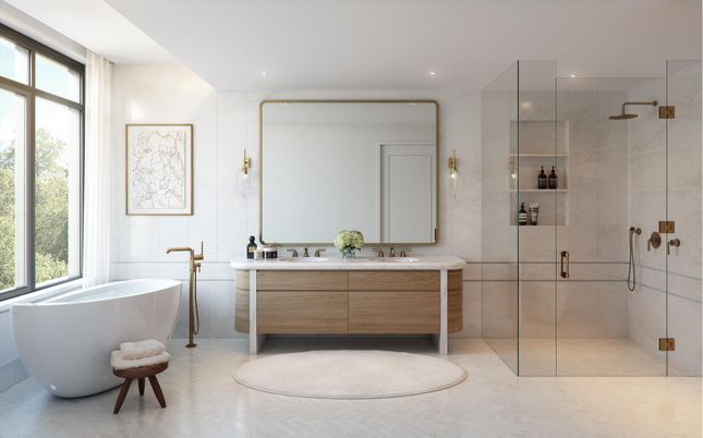 Bathroom, Dual Sink Vanities, Free Standing Baths, Glass Shower, Interior, Recessed Lighting