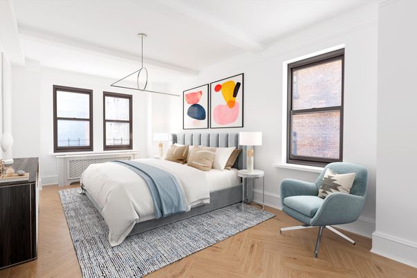 Bedroom, Interior, Pendant Lights, Wood Texture Flooring