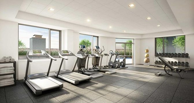 Fitness Equipment, Gym, Interior, Recessed Lighting