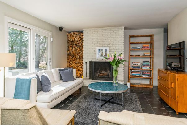 Fireplace, Interior, Living room, Stone Walls