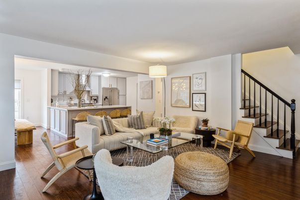 Interior, Kitchen, Living room, Stainless Steel Appliances, Wood Texture Flooring