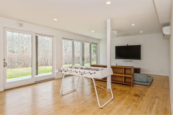 Game Room, Interior, Recessed Lighting, Wood Texture Flooring