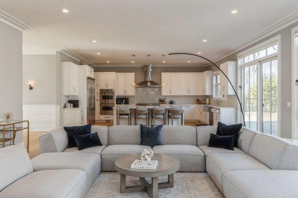 Interior, Kitchen, Living room, Pendant Lights, Recessed Lighting, Stainless Steel Appliances, Wood Texture Flooring