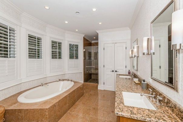 Bathroom, Dual Sink Vanities, Glass Shower, Interior, Recessed Lighting