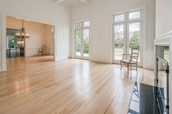 Chandelier, Dining room, Empty room, Interior, Wood Texture Flooring