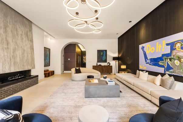 Fireplace, Interior, Living room, Pendant Lights
