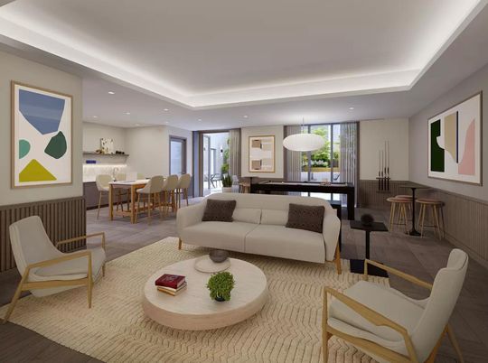 Dining room, Interior, Living room, Pendant Lights, Recessed Lighting